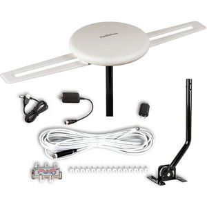 Omnidirectional Amplified TV Antenna with Installation Kit & Mounting Pole